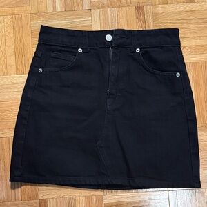 Topshop Jet Black Denim Mini Skirt